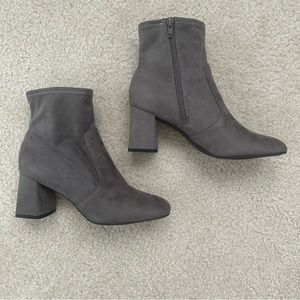Kelly & Katie Grey Suede Ankle Booties
